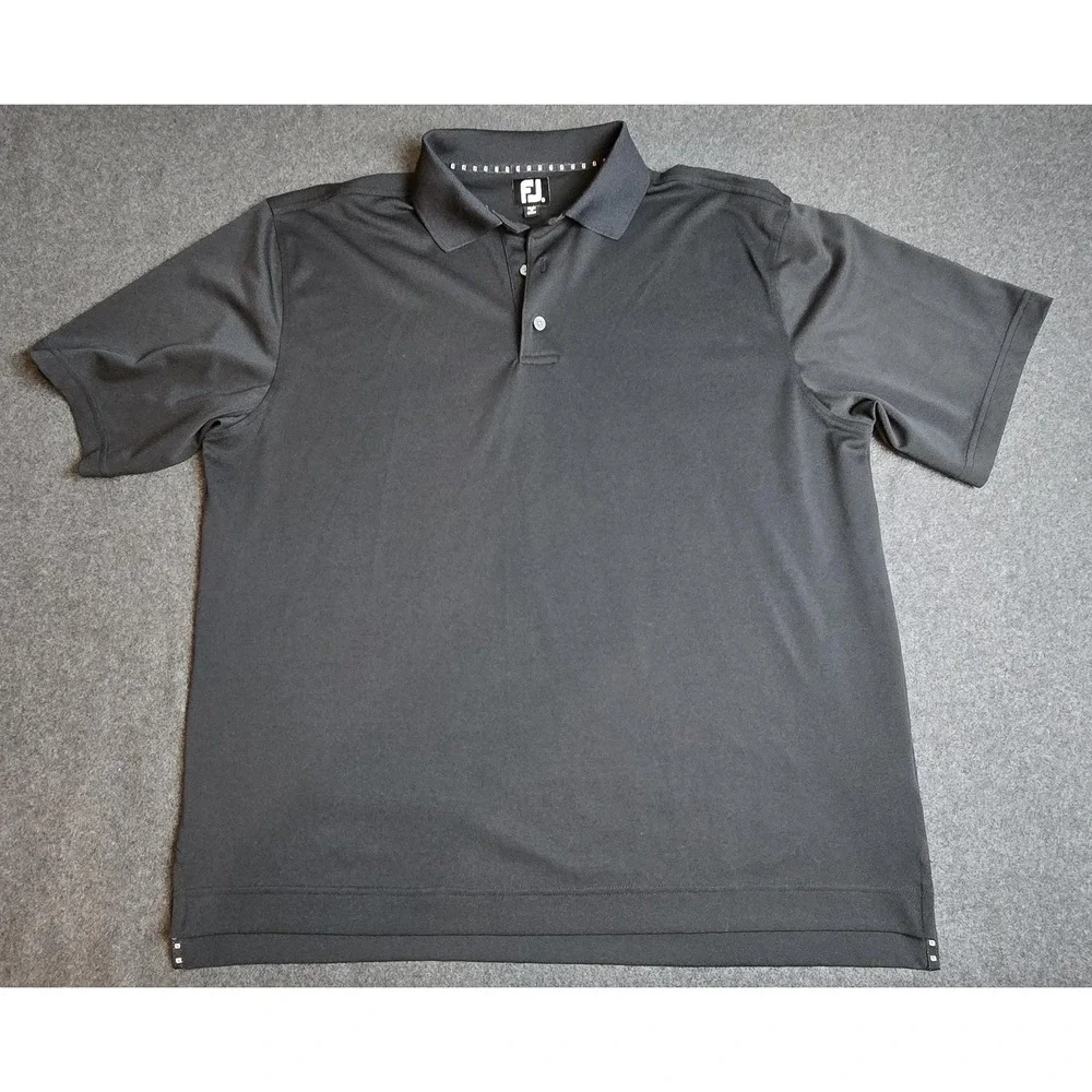 FootJoy Polo Shirt Mens 2XL Black Performance Golf Lightweight Short Sleeve - Picture 3 of 11